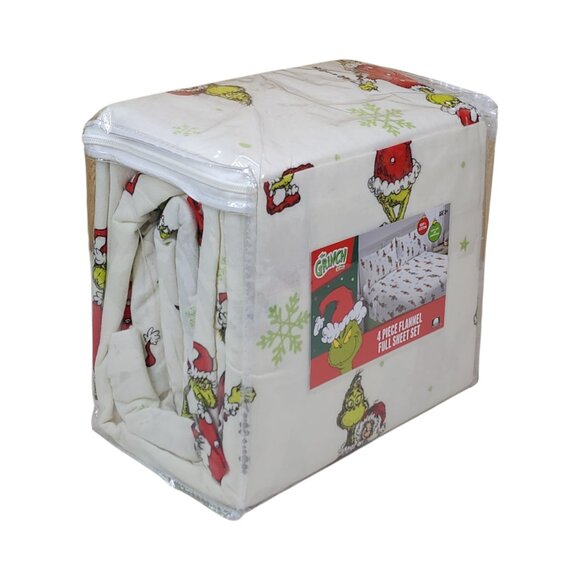 Dr Seuss The Grinch 4 Piece Flannel Full Double Sheet Set Cotton Comfortable - Picture 10 of 12